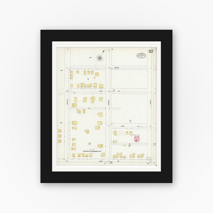 Old map wall art mockup — black gallery frame with white mat — Sanborn Fire Insurance Map from Oil City, Venango County, Pennsylvania (1906), Sheet #0027