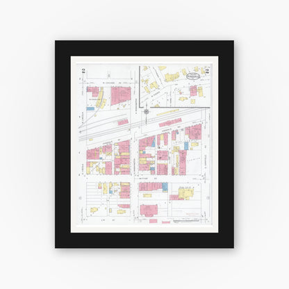 Old map wall art mockup — black gallery frame with white mat — Sanborn Fire Insurance Map from Hinsdale, Du Page And Cook Counties, Illinois (1927), Sheet #0002