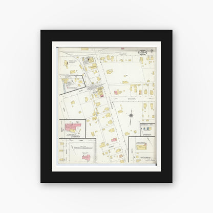 Old map wall art mockup — black gallery frame with white mat — Sanborn Fire Insurance Map from Leesburg, Highland County, Ohio (1911), Sheet #0002