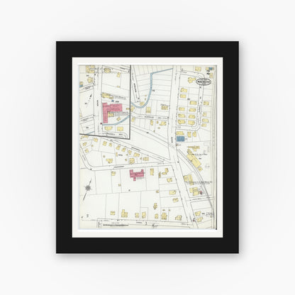 Old map wall art mockup — black gallery frame with white mat — Sanborn Fire Insurance Map from Winchester, Middlesex County, Massachusetts (1921), Sheet #0002