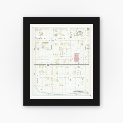 Old map wall art mockup — black gallery frame with white mat — Sanborn Fire Insurance Map from Hastings, Dakota County, Minnesota (1910), Sheet #0006