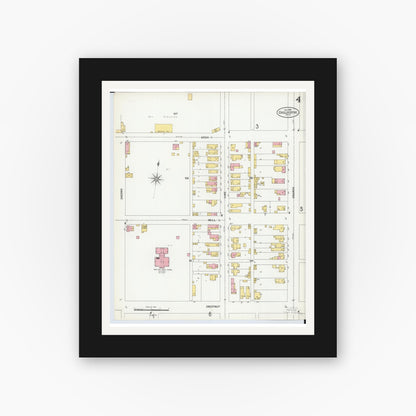 Old map wall art mockup — black gallery frame with white mat — Sanborn Fire Insurance Map from Chillicothe, Ross County, Ohio (1900), Sheet #0004