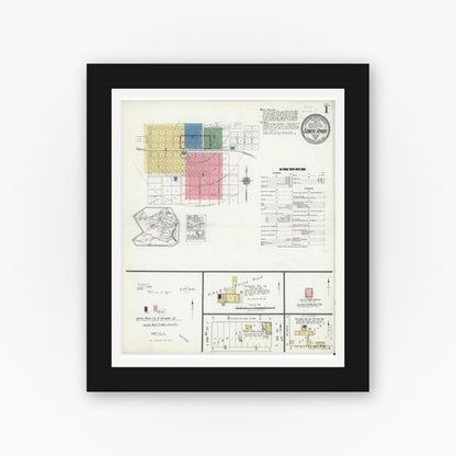 Old map wall art mockup — black gallery frame with white mat — Sanborn Fire Insurance Map from Santa Anna, Coleman County, Texas (1921) - Complete Map Set