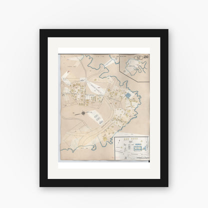 Old map wall art mockup — black gallery frame with white mat — Sanborn Fire Insurance Map from Hilo, Hawaii County, Hawaii (1957), Sheet #0026