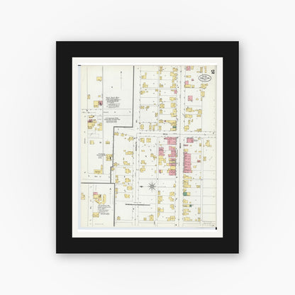 Old map wall art mockup — black gallery frame with white mat — Sanborn Fire Insurance Map from Dalton, Wayne County, Ohio (1901), Sheet #0002