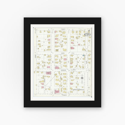 Old map wall art mockup — black gallery frame with white mat — Sanborn Fire Insurance Map from Mount Carroll, Carroll County, Illinois (1912), Sheet #0004
