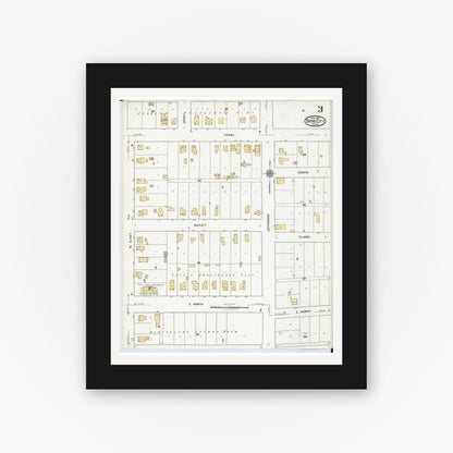 Old map wall art mockup — black gallery frame with white mat — Sanborn Fire Insurance Map from Boyne City, Charlevoix County, Michigan (1919), Sheet #0003