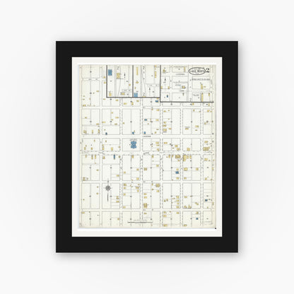 Old map wall art mockup — black gallery frame with white mat — Sanborn Fire Insurance Map from Lake Worth, Palm Beach County, Florida (1918), Sheet #0002