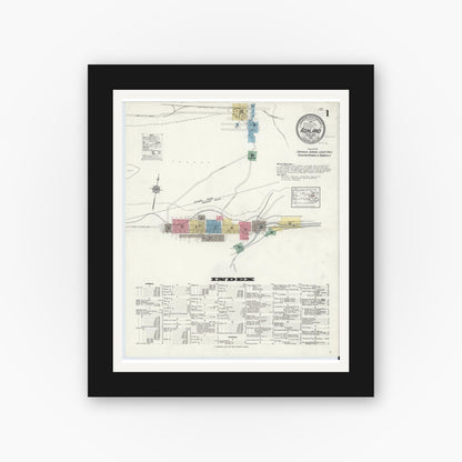 Old map wall art mockup — black gallery frame with white mat — Sanborn Fire Insurance Map from Ashland, Schuylkill County, Pennsylvania (1913), Sheet #0001