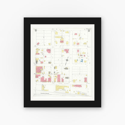 Old map wall art mockup — black gallery frame with white mat — Sanborn Fire Insurance Map from Alpine, Brewster County, Texas (1933), Sheet #0003