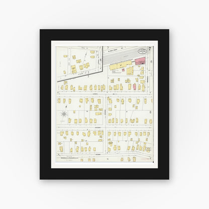 Old map wall art mockup — black gallery frame with white mat — Sanborn Fire Insurance Map from Oneida, Madison County, New York (1899), Sheet #0007