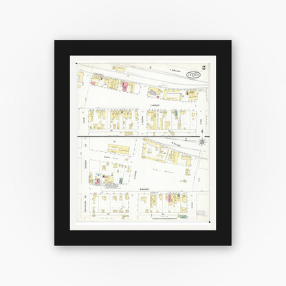 Old map wall art mockup — black gallery frame with white mat — Sanborn Fire Insurance Map from Cresco, Howard County, Iowa (1902), Sheet #0002