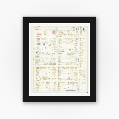 Old map wall art mockup — black gallery frame with white mat — Sanborn Fire Insurance Map from Winchester, Independent Cities, Virginia (1912), Sheet #0010