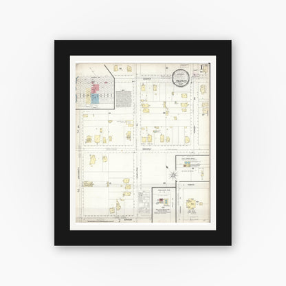Old map wall art mockup — black gallery frame with white mat — Sanborn Fire Insurance Map from Palo Alto, Santa Clara County, California (1897) - Complete Map Set