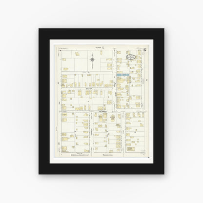 Old map wall art mockup — black gallery frame with white mat — Sanborn Fire Insurance Map from Old Forge, Lackawanna County, Pennsylvania (1914), Sheet #0006