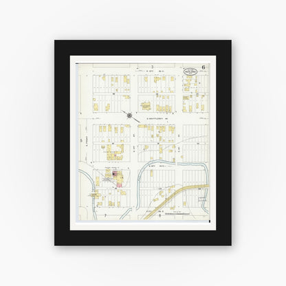 Old map wall art mockup — black gallery frame with white mat — Sanborn Fire Insurance Map from Ashland, Ashland County, Wisconsin (1909), Sheet #0006