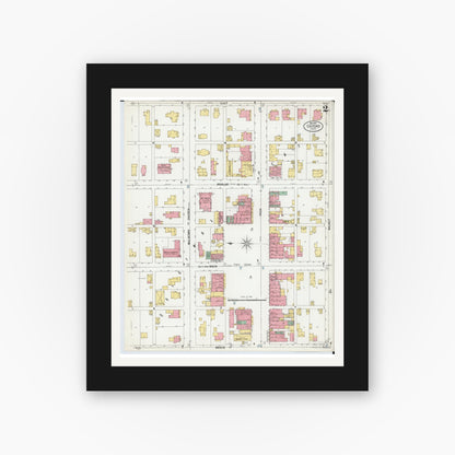 Old map wall art mockup — black gallery frame with white mat — Sanborn Fire Insurance Map from Oxford, Butler County, Ohio (1899), Sheet #0002