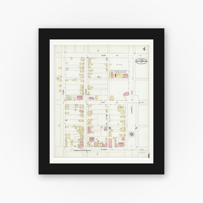 Old map wall art mockup — black gallery frame with white mat — Sanborn Fire Insurance Map from Northumberland, Northumberland County, Pennsylvania (1906), Sheet #0004
