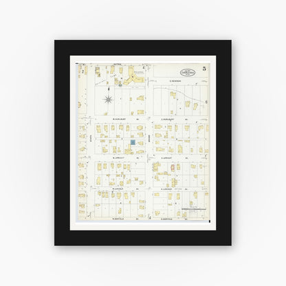 Old map wall art mockup — black gallery frame with white mat — Sanborn Fire Insurance Map from Charlevoix, Charlevoix County, Michigan (1907), Sheet #0005