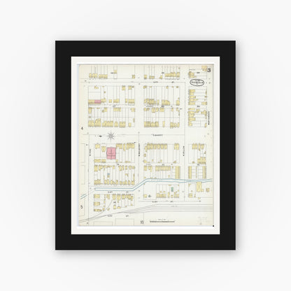 Old map wall art mockup — black gallery frame with white mat — Sanborn Fire Insurance Map from Shamokin, Northumberland County, Pennsylvania (1896), Sheet #0003