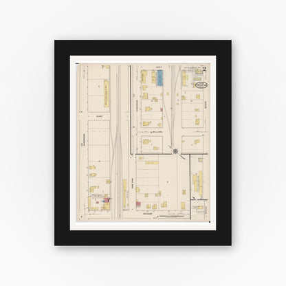 Old map wall art mockup — black gallery frame with white mat — Sanborn Fire Insurance Map from Decatur, Van Buren County, Michigan (1922), Sheet #0002