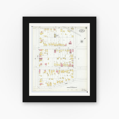 Old map wall art mockup — black gallery frame with white mat — Sanborn Fire Insurance Map from Gallipolis, Gallia County, Ohio (1900), Sheet #0003