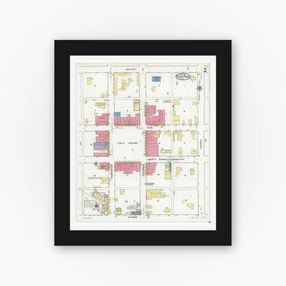 Old map wall art mockup — black gallery frame with white mat — Sanborn Fire Insurance Map from Pilot Point, Denton County, Texas (1921), Sheet #0002
