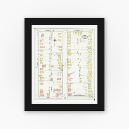 Old map wall art mockup — black gallery frame with white mat — Sanborn Fire Insurance Map from Delaware, Delaware County, Ohio (1911), Sheet #0006