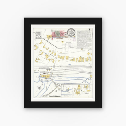 Old map wall art mockup — black gallery frame with white mat — Sanborn Fire Insurance Map from Truckee, Nevada County, California (1907) - Complete Map Set