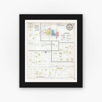 Old map wall art mockup — black gallery frame with white mat — Sanborn Fire Insurance Map from Dodge Center, Dodge County, Minnesota (1910) - Complete Map Set