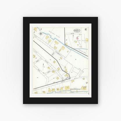 Old map wall art mockup — black gallery frame with white mat — Sanborn Fire Insurance Map from Nantucket, Nantucket County, Massachusetts (1909), Sheet #0017