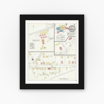 Old map wall art mockup — black gallery frame with white mat — Sanborn Fire Insurance Map from Mountville, Lancaster County, Pennsylvania (1912) - Complete Map Set