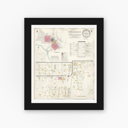 Old map wall art mockup — black gallery frame with white mat — Sanborn Fire Insurance Map from Cotulla, La Salle County, Texas (1948) - Complete Map Set