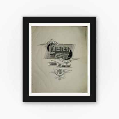 Old map wall art mockup — black gallery frame with white mat — Sanborn Fire Insurance Map from Chester, Delaware County, Pennsylvania (1917), Sheet #0001