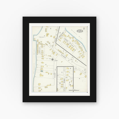 Old map wall art mockup — black gallery frame with white mat — Sanborn Fire Insurance Map from Paulsboro, Gloucester County, New Jersey (1915), Sheet #0007