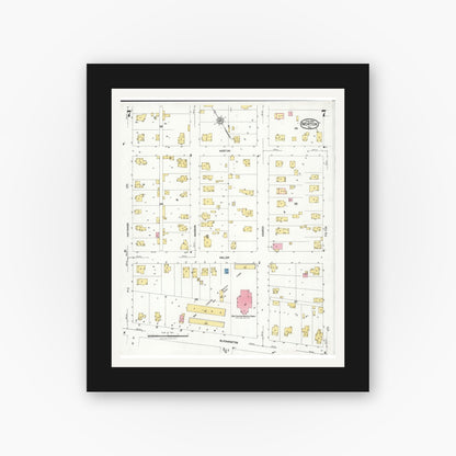Old map wall art mockup — black gallery frame with white mat — Sanborn Fire Insurance Map from Morton, Tazewell County, Illinois (1926), Sheet #0007