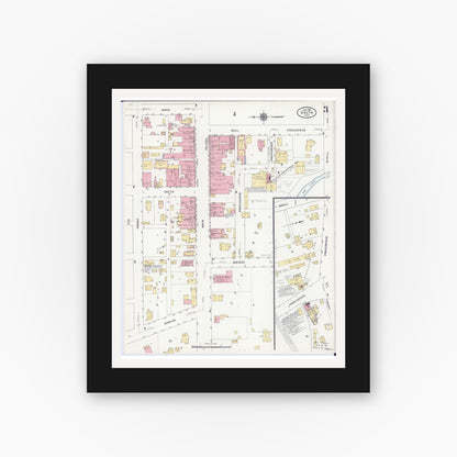 Old map wall art mockup — black gallery frame with white mat — Sanborn Fire Insurance Map from Delta, Fulton County, Ohio (1910), Sheet #0003