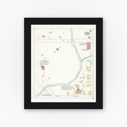 Old map wall art mockup — black gallery frame with white mat — Sanborn Fire Insurance Map from London, Madison County, Ohio (1921), Sheet #0003