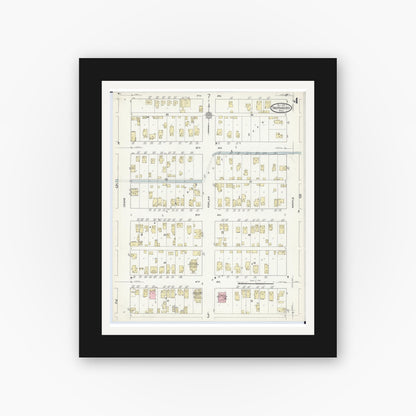 Old map wall art mockup — black gallery frame with white mat — Sanborn Fire Insurance Map from Two Harbors, Lake County, Minnesota (1914), Sheet #0004