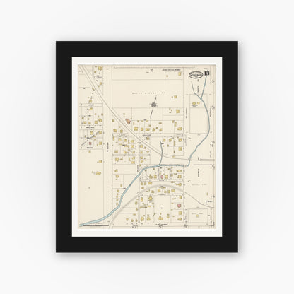 Old map wall art mockup — black gallery frame with white mat — Sanborn Fire Insurance Map from Gonzales, Gonzales County, Texas (1922), Sheet #0013