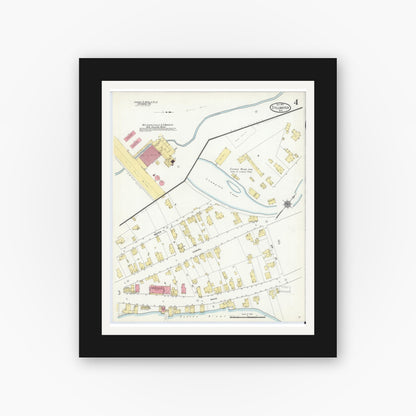 Old map wall art mockup — black gallery frame with white mat — Sanborn Fire Insurance Map from Stillwater, Saratoga County, New York (1910), Sheet #0004