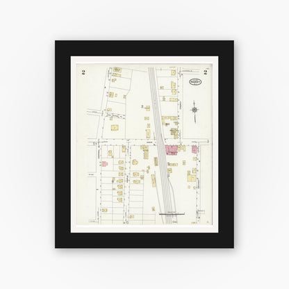 Old map wall art mockup — black gallery frame with white mat — Sanborn Fire Insurance Map from Ramsey, Bergen County, New Jersey (1924), Sheet #0002