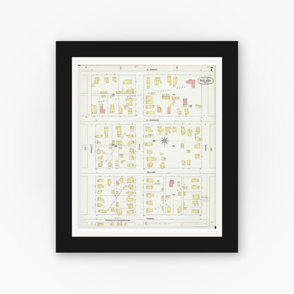 Old map wall art mockup — black gallery frame with white mat — Sanborn Fire Insurance Map from Ypsilanti, Washtenaw County, Michigan (1899), Sheet #0007