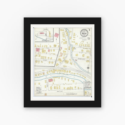Old map wall art mockup — black gallery frame with white mat — Sanborn Fire Insurance Map from Barton, Belmont County, Ohio (1917) - Complete Map Set
