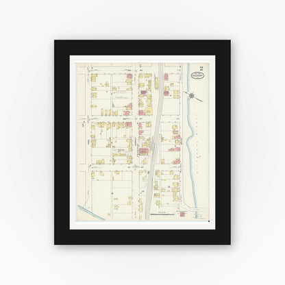 Old map wall art mockup — black gallery frame with white mat — Sanborn Fire Insurance Map from Freeport, Armstrong County, Pennsylvania (1913), Sheet #0002