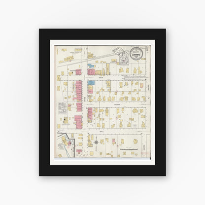 Old map wall art mockup — black gallery frame with white mat — Sanborn Fire Insurance Map from Saranac, Ionia County, Michigan (1918) - Complete Map Set