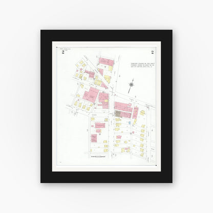 Old map wall art mockup — black gallery frame with white mat — Sanborn Fire Insurance Map from North Canton, Stark County, Ohio (1948), Sheet #0002