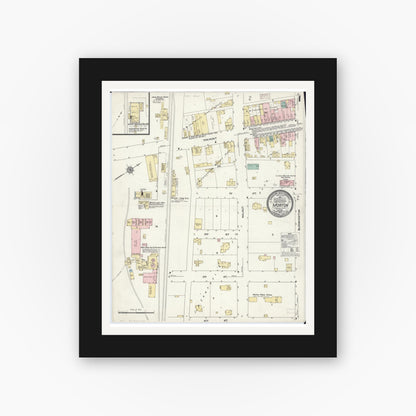 Old map wall art mockup — black gallery frame with white mat — Sanborn Fire Insurance Map from Morton, Tazewell County, Illinois (1910) - Complete Map Set