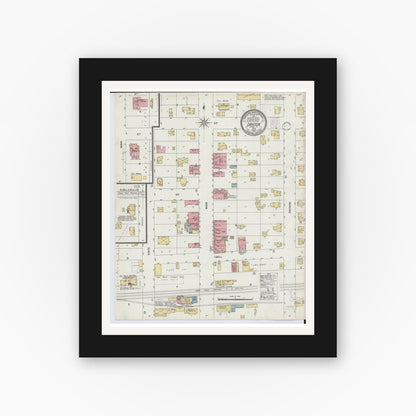 Old map wall art mockup — black gallery frame with white mat — Sanborn Fire Insurance Map from Davison, Genesee County, Michigan (1902), Sheet #0001