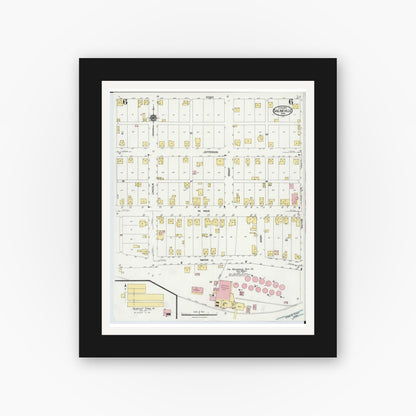 Old map wall art mockup — black gallery frame with white mat — Sanborn Fire Insurance Map from Salineville, Columbiana County, Ohio (1924), Sheet #0006